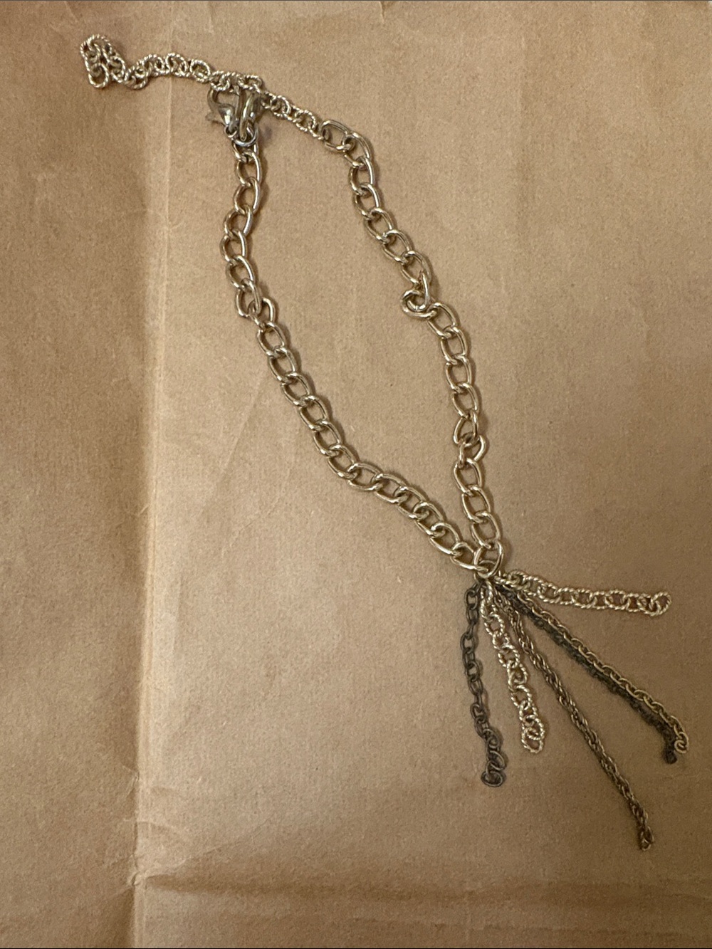 Hand-Crafted Gold-Tone Chain Necklace with Multi-Tassel Detail Women's Necklace